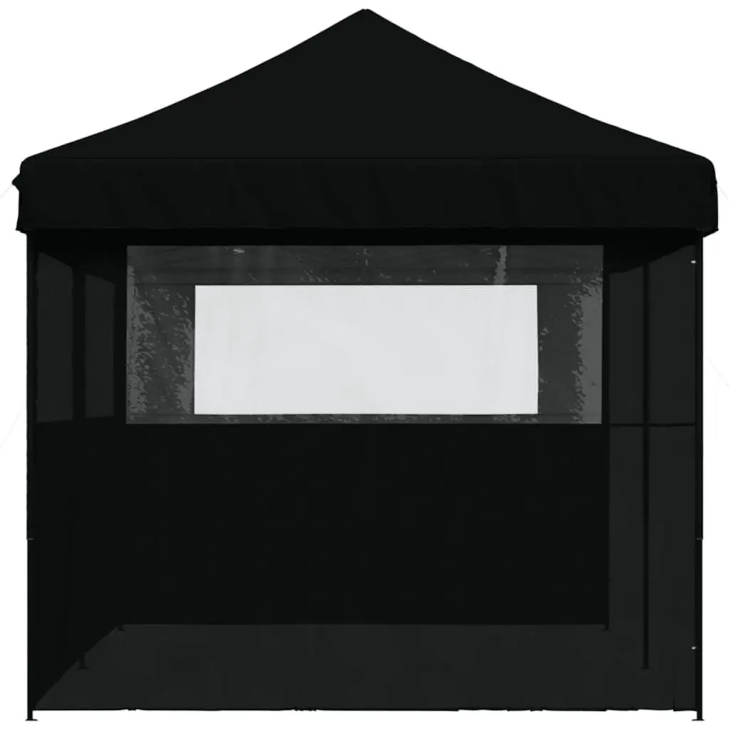 Foldable Pop-Up Party Tent Outdoor Gazebo with 3 Sidewalls Black
