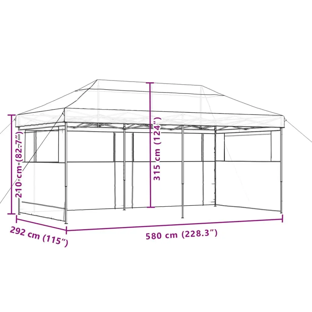 Foldable Pop-Up Party Tent Outdoor Gazebo with 3 Sidewalls Black
