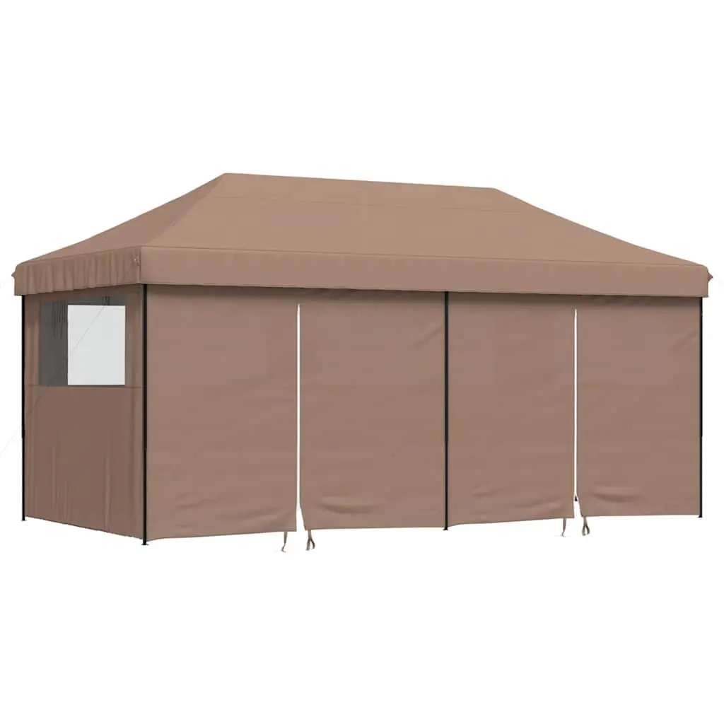 Foldable Pop-Up Party Tent 4 Sidewalls Brown Outdoor Gazebo Wedding Event