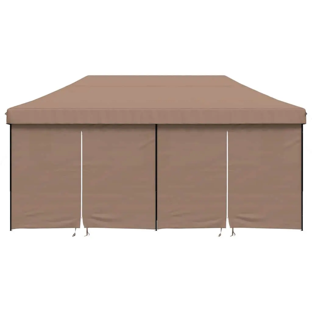 Foldable Pop-Up Party Tent 4 Sidewalls Brown Outdoor Gazebo Wedding Event