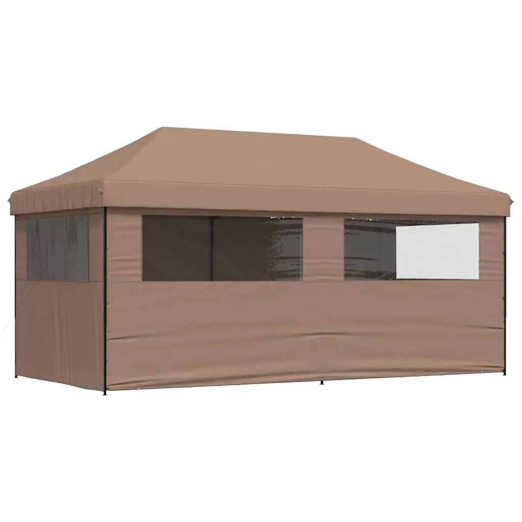 Foldable Pop-Up Party Tent 4 Sidewalls Brown Outdoor Gazebo Wedding Event