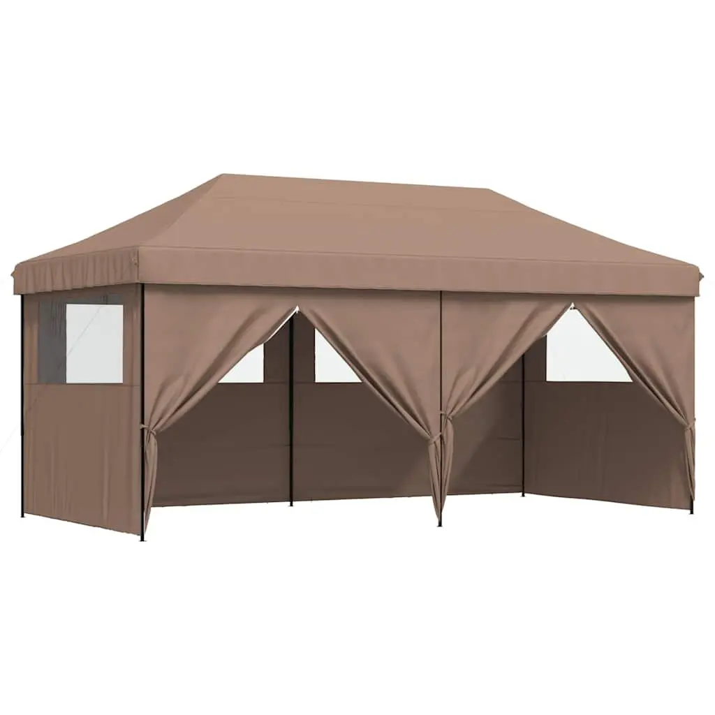 Foldable Pop-Up Party Tent 4 Sidewalls Brown Outdoor Gazebo Wedding Event