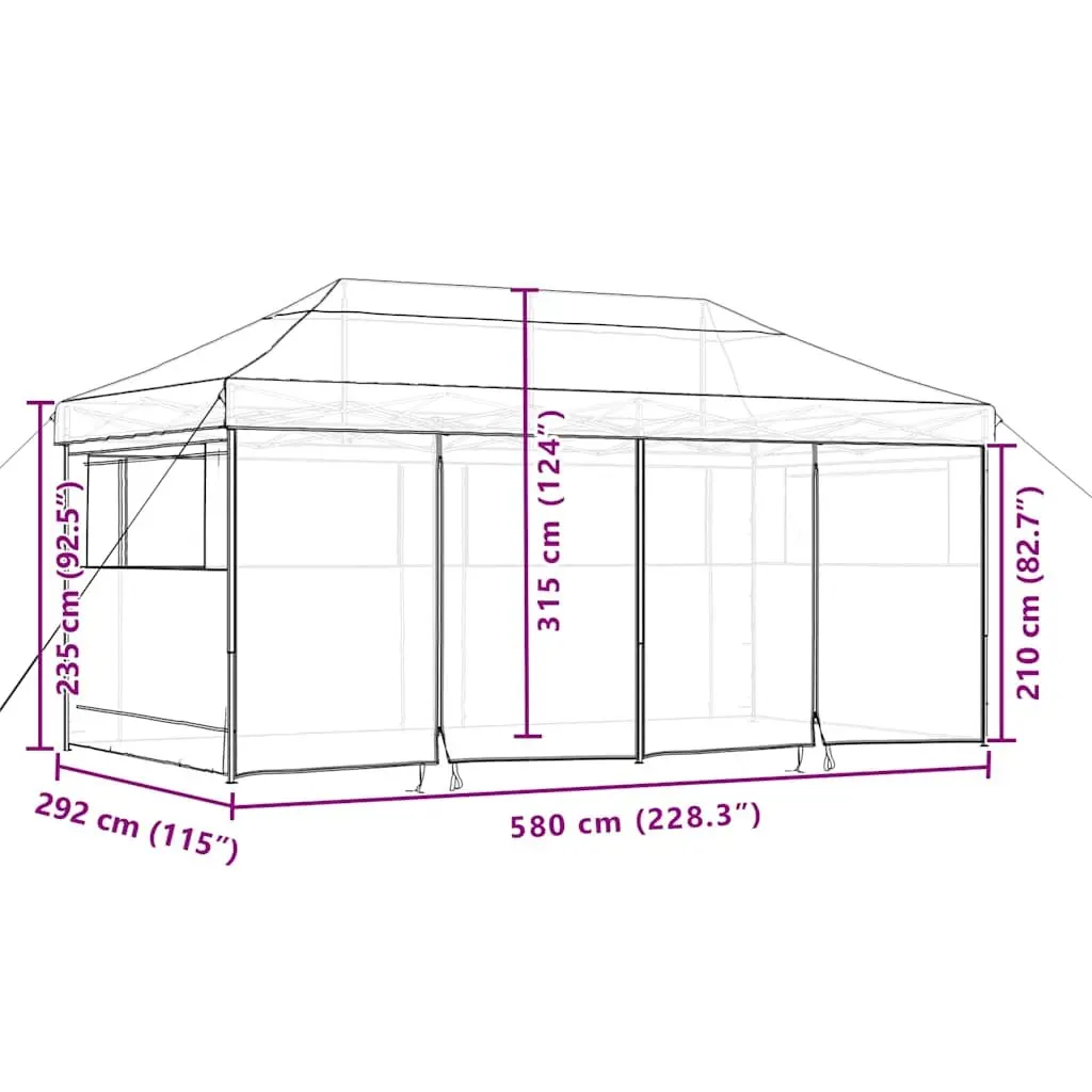 Pop-Up Party Tent Foldable with Sidewalls Orange