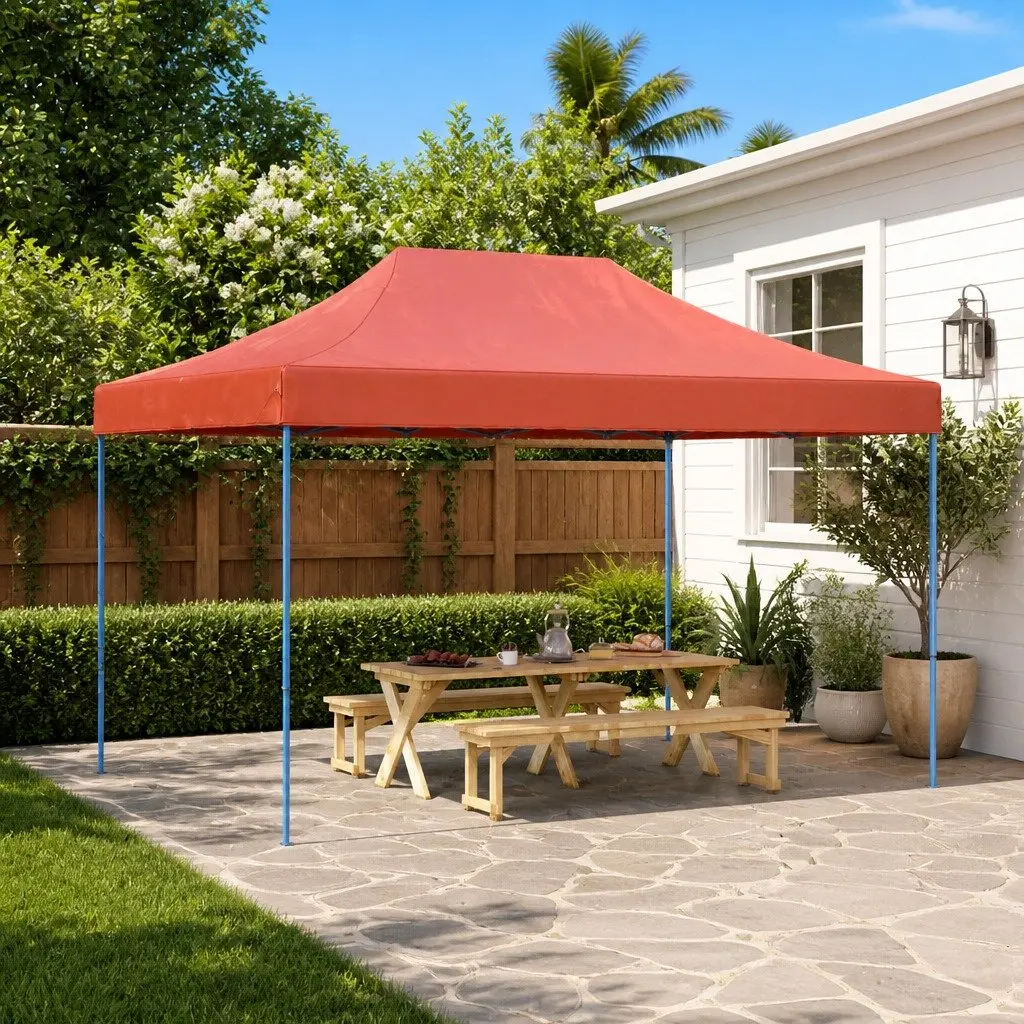 Foldable Pop-Up Party Tent Outdoor Terracotta Gazebo 440 x 292 x 315 cm