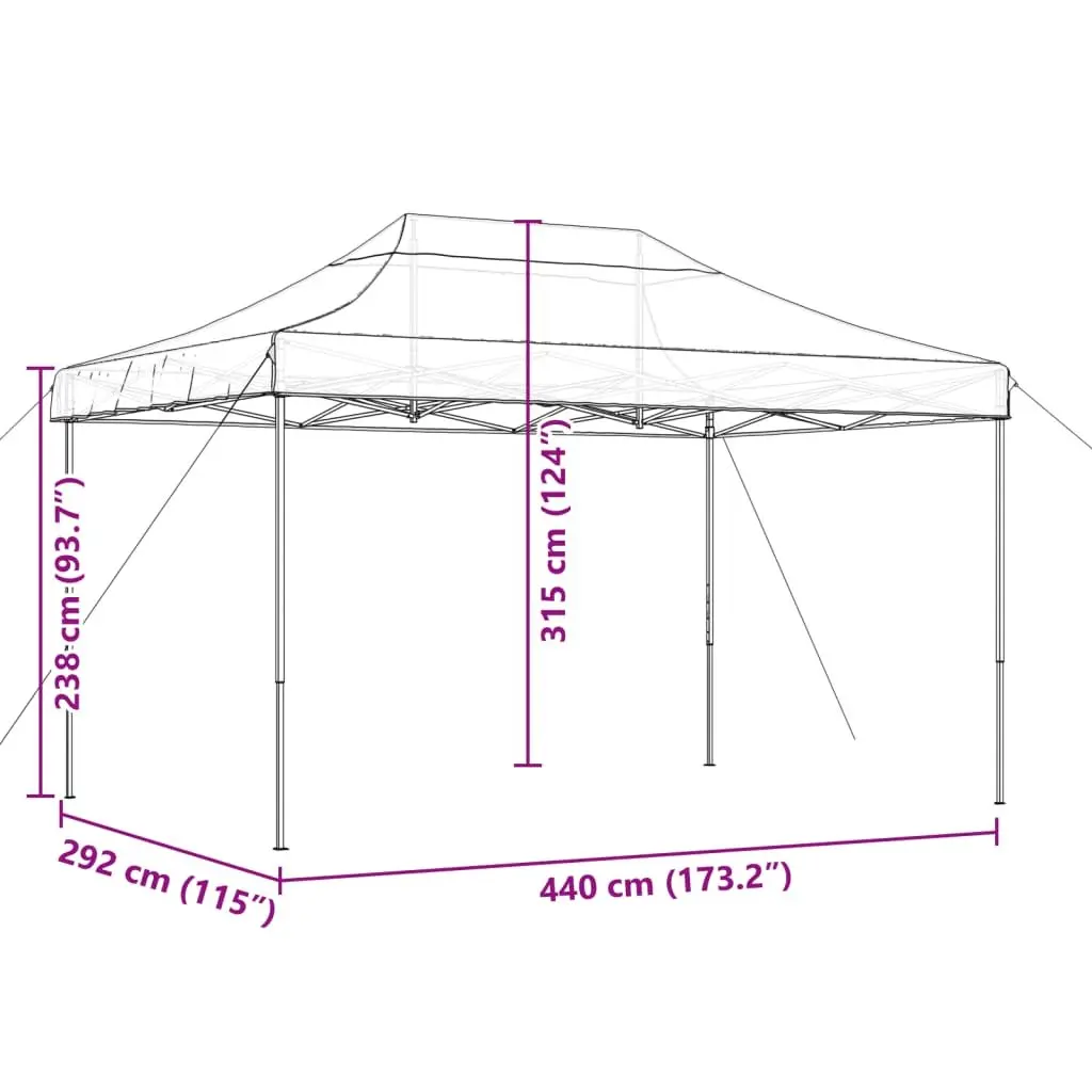 Foldable Pop-Up Party Tent Outdoor Terracotta Gazebo 440 x 292 x 315 cm