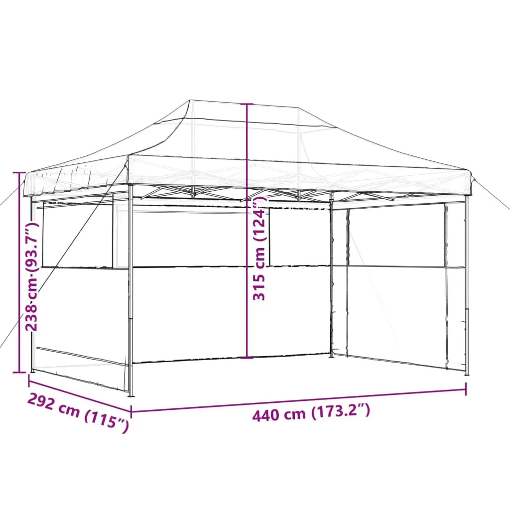 Foldable Pop-Up Party Tent with 3 Sidewalls Outdoor Garden Gazebo Orange