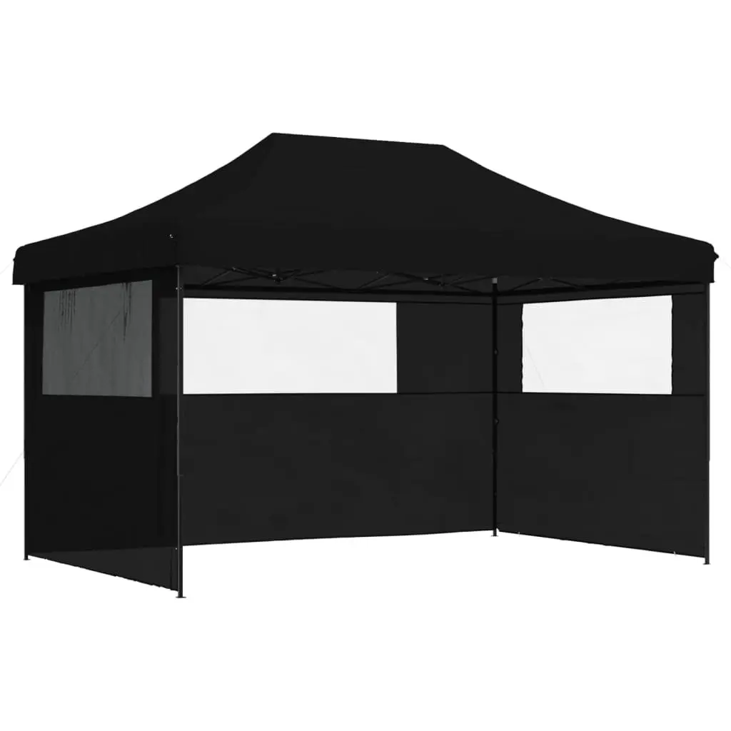 Foldable Pop-Up Party Tent 3 Sidewalls Outdoor Gazebo Black Marquee Garden Event