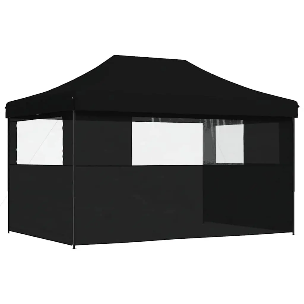 Foldable Pop-Up Party Tent 3 Sidewalls Outdoor Gazebo Black Marquee Garden Event