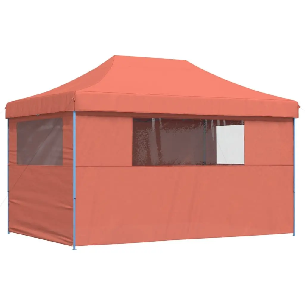 Foldable Pop-Up Party Tent Orange 4 Sidewalls Outdoor Canopy Gazebo