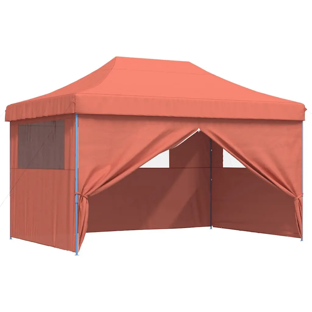 Foldable Pop-Up Party Tent Orange 4 Sidewalls Outdoor Canopy Gazebo