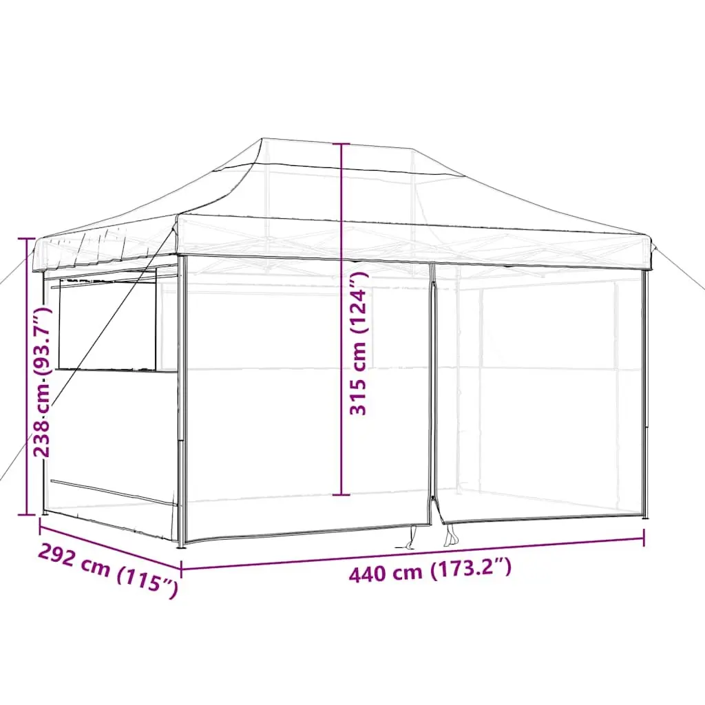 Foldable Pop-Up Party Tent Orange 4 Sidewalls Outdoor Canopy Gazebo