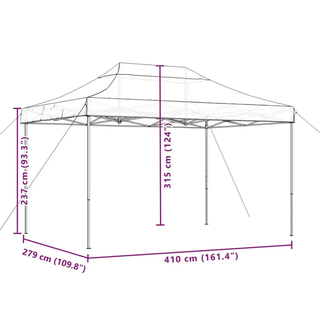 Foldable Pop-Up Party Tent Outdoor Canopy Gazebo Event Wedding Burgundy Red 410 x 279 x 315 cm