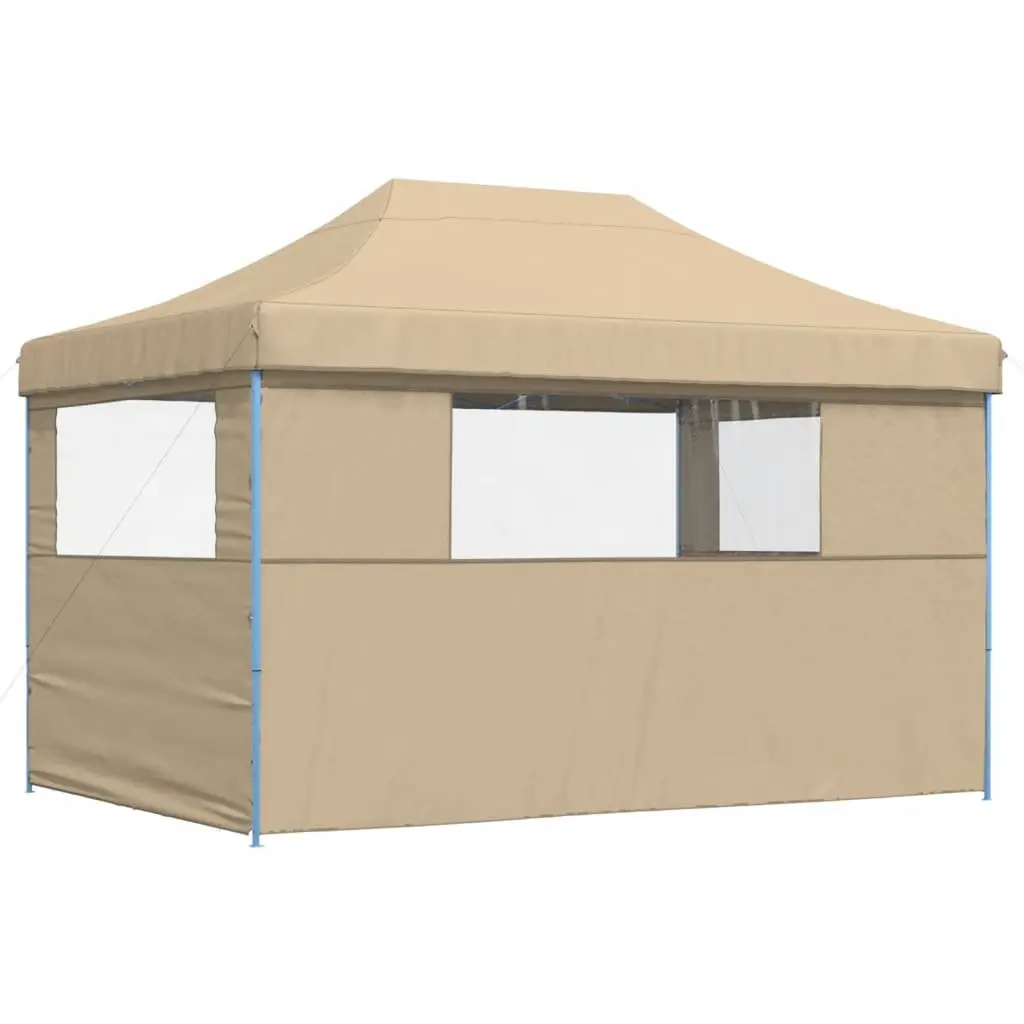 Outdoor Canopy Tent Beige Foldable Pop-Up Event Shelter with 3 Sidewalls