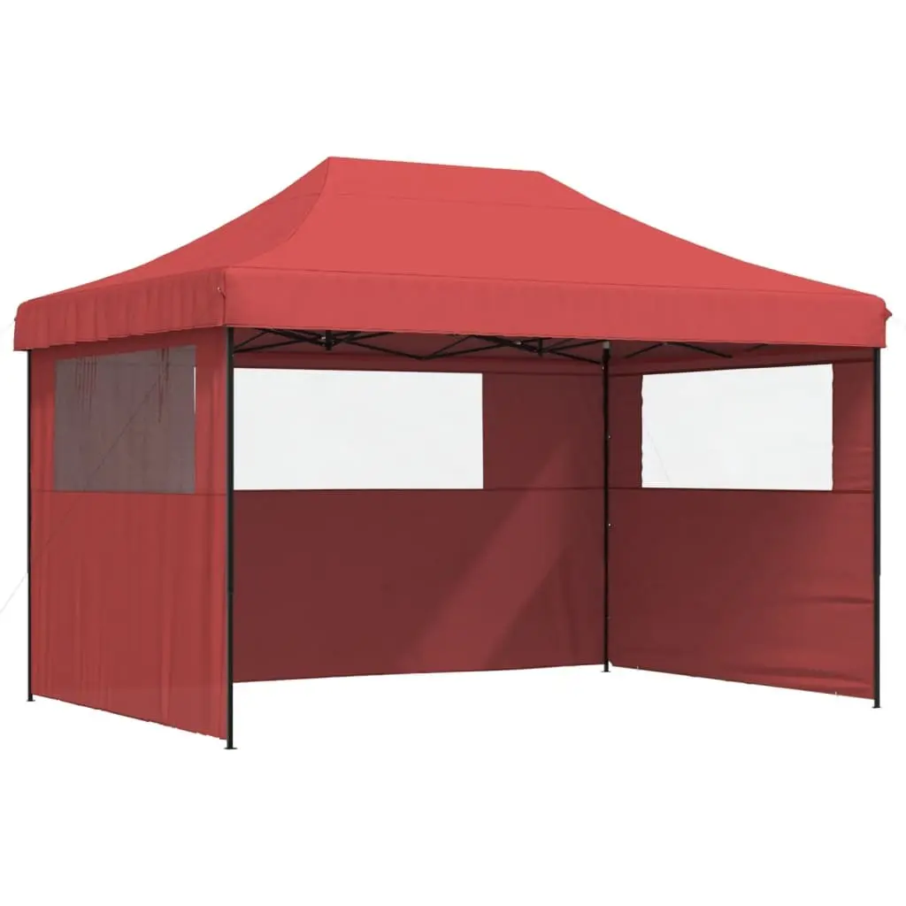Foldable Pop-Up Party Tent with 3 Sidewalls Outdoor Garden Gazebo Canopy Red