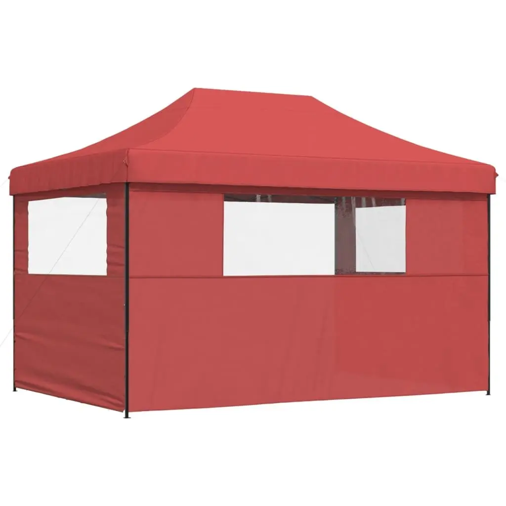 Foldable Pop-Up Party Tent with 3 Sidewalls Outdoor Garden Gazebo Canopy Red