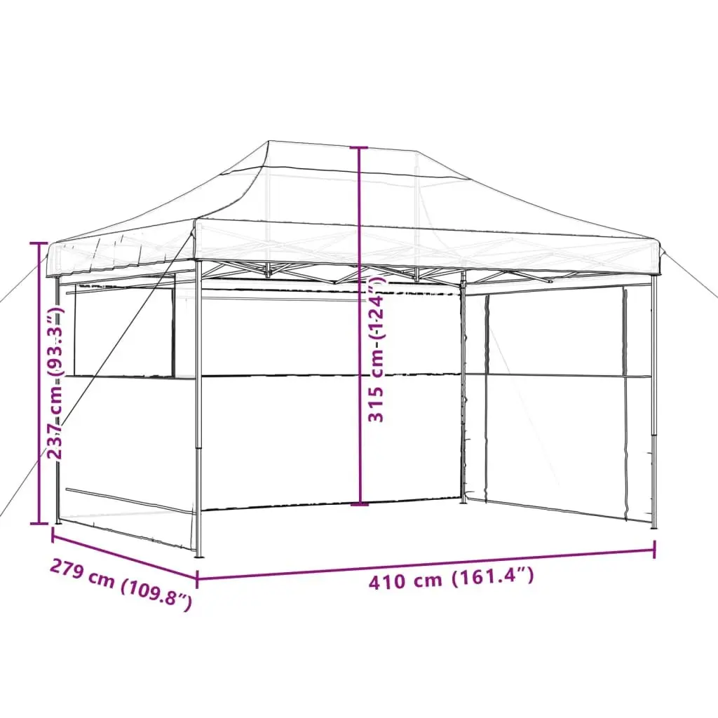 Foldable Pop-Up Party Tent with 3 Sidewalls Outdoor Garden Gazebo Canopy Red