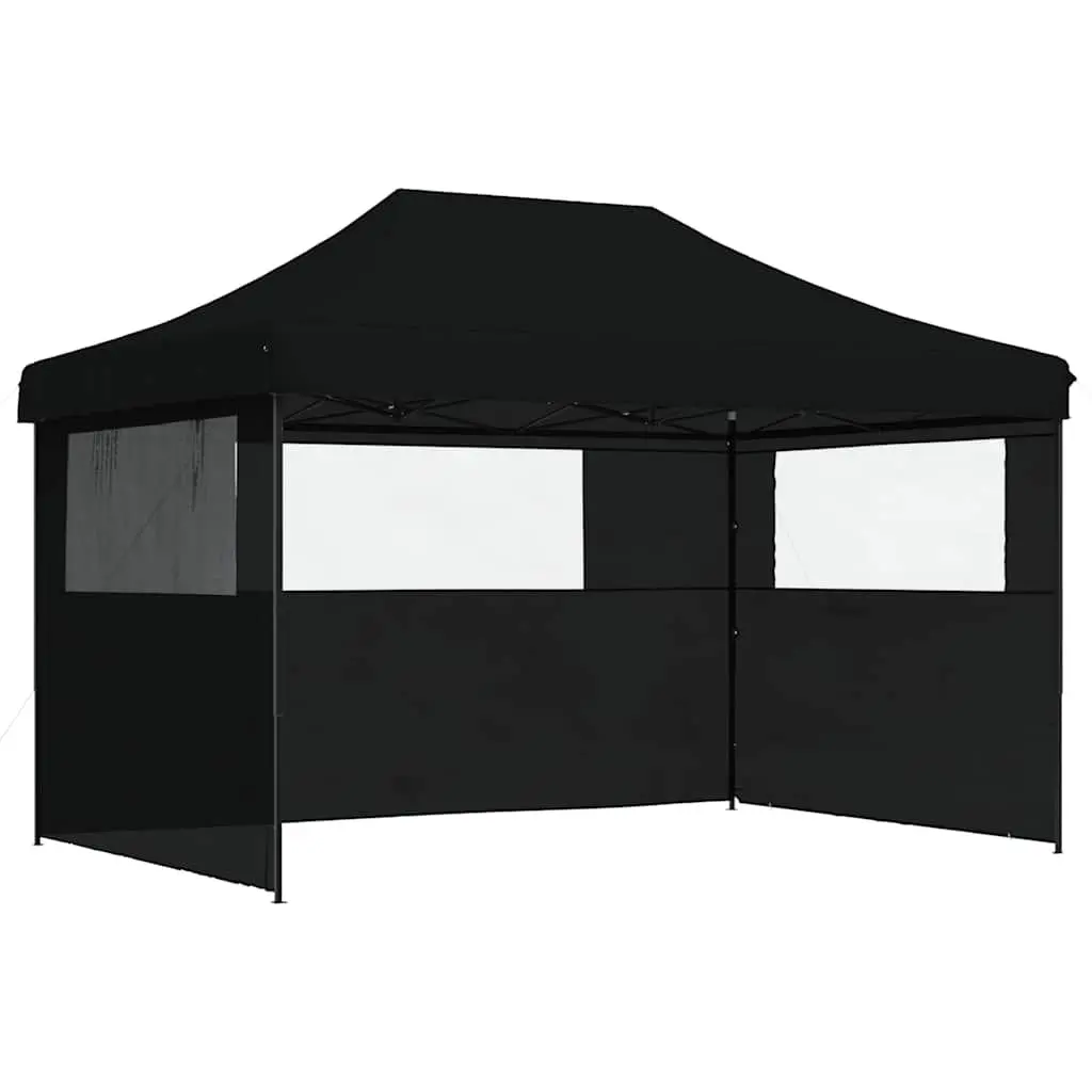 Pop-Up Party Tent Foldable with 3 Sidewalls Black