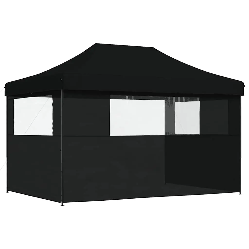Pop-Up Party Tent Foldable with 3 Sidewalls Black
