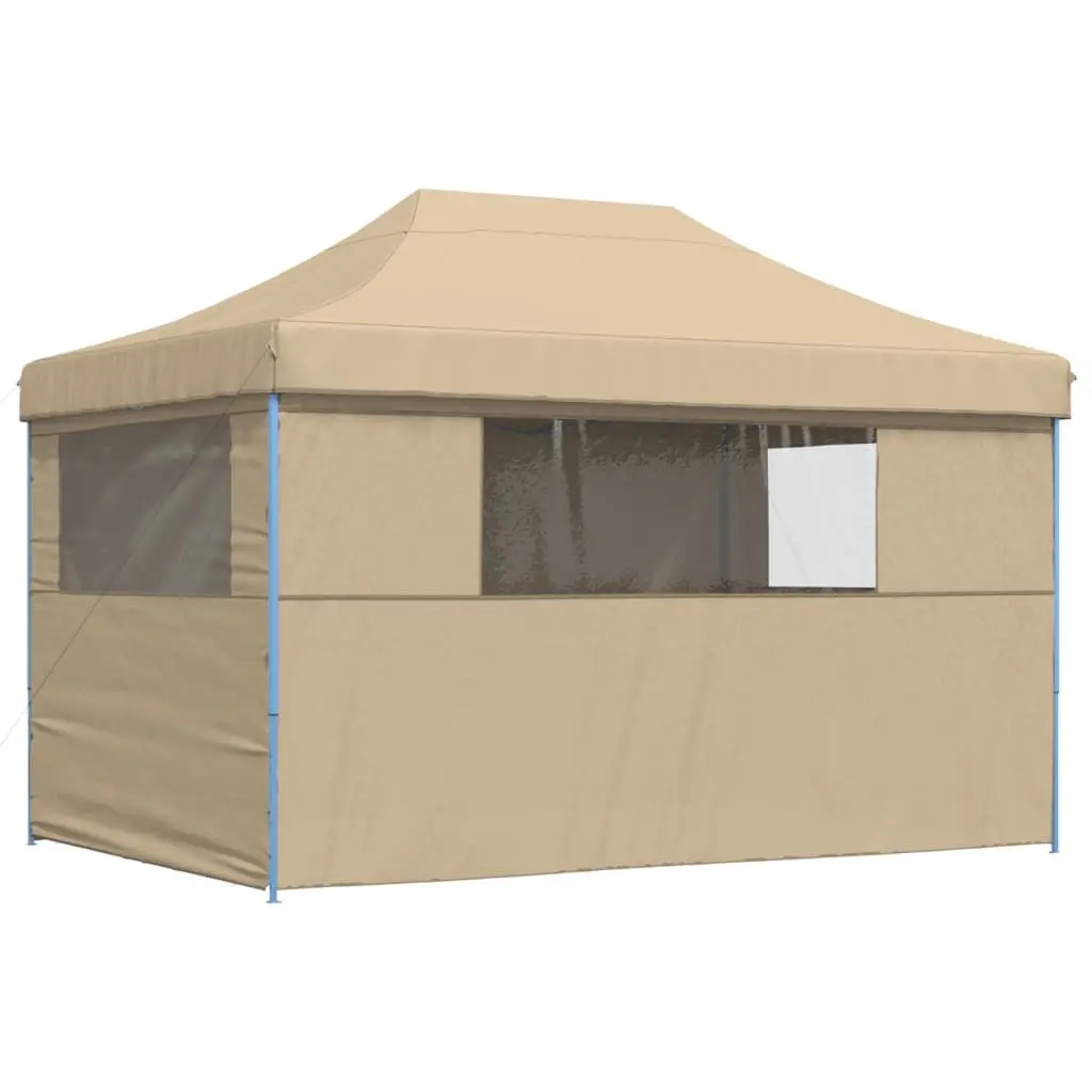 Outdoor Gazebo Beige Pop-Up Foldable Party Tent with 4 Sidewalls