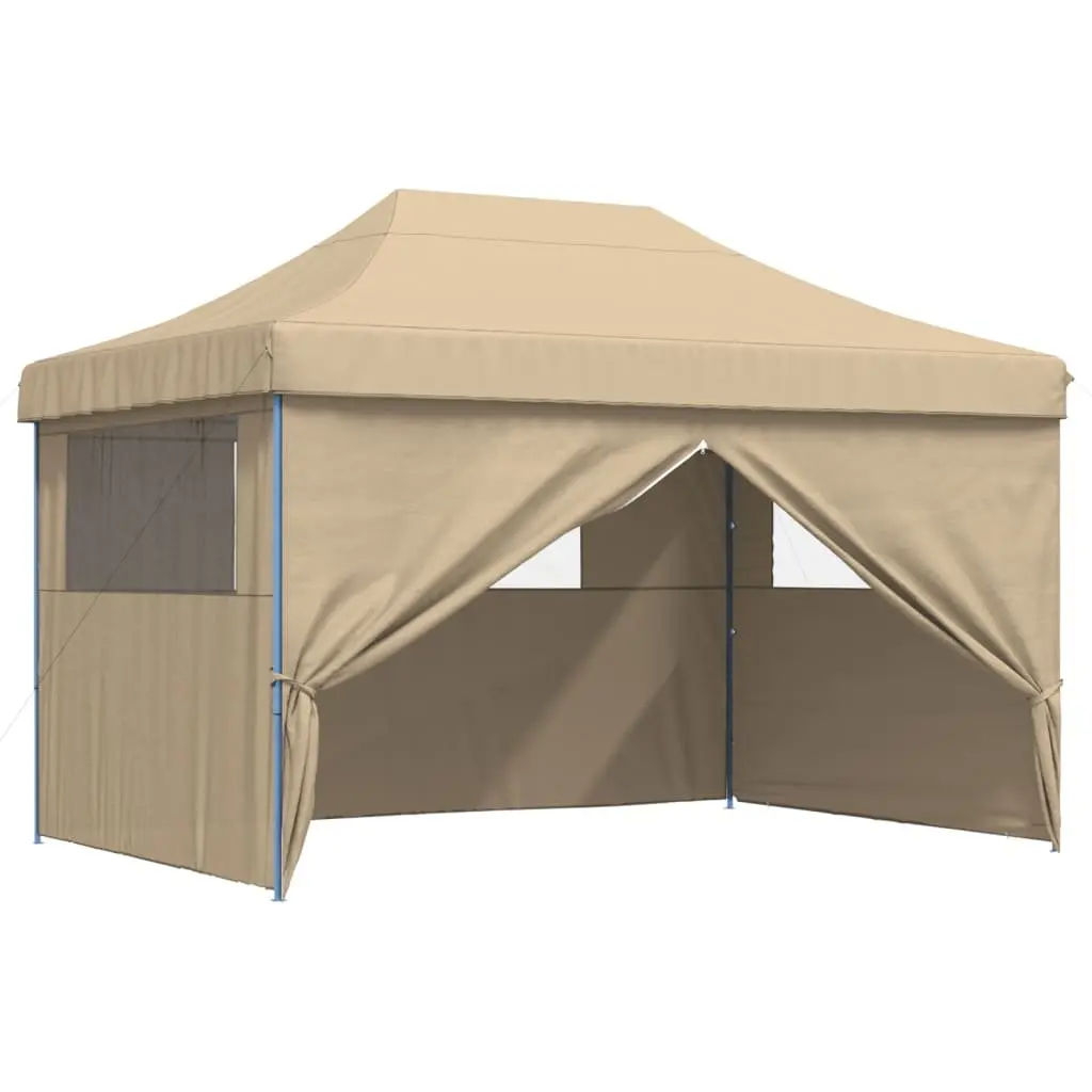 Outdoor Gazebo Beige Pop-Up Foldable Party Tent with 4 Sidewalls