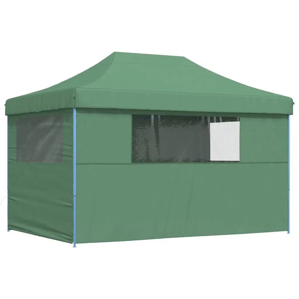 Foldable Pop-Up Party Tent Green with 4 Sidewalls and Zipped Entrance for Outdoor Events