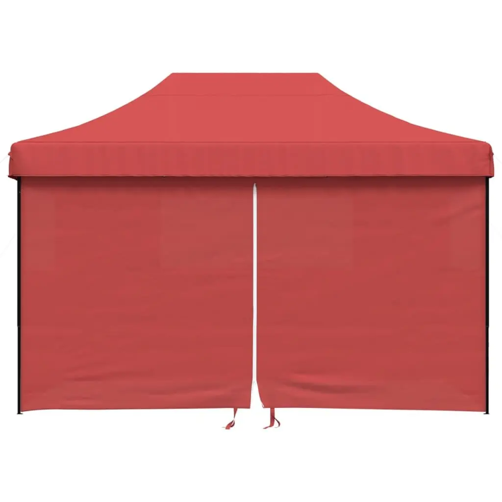 Pop-Up Party Tent Foldable Red with 4 Sidewalls and Zipped Entrance Outdoor Event Gazebo