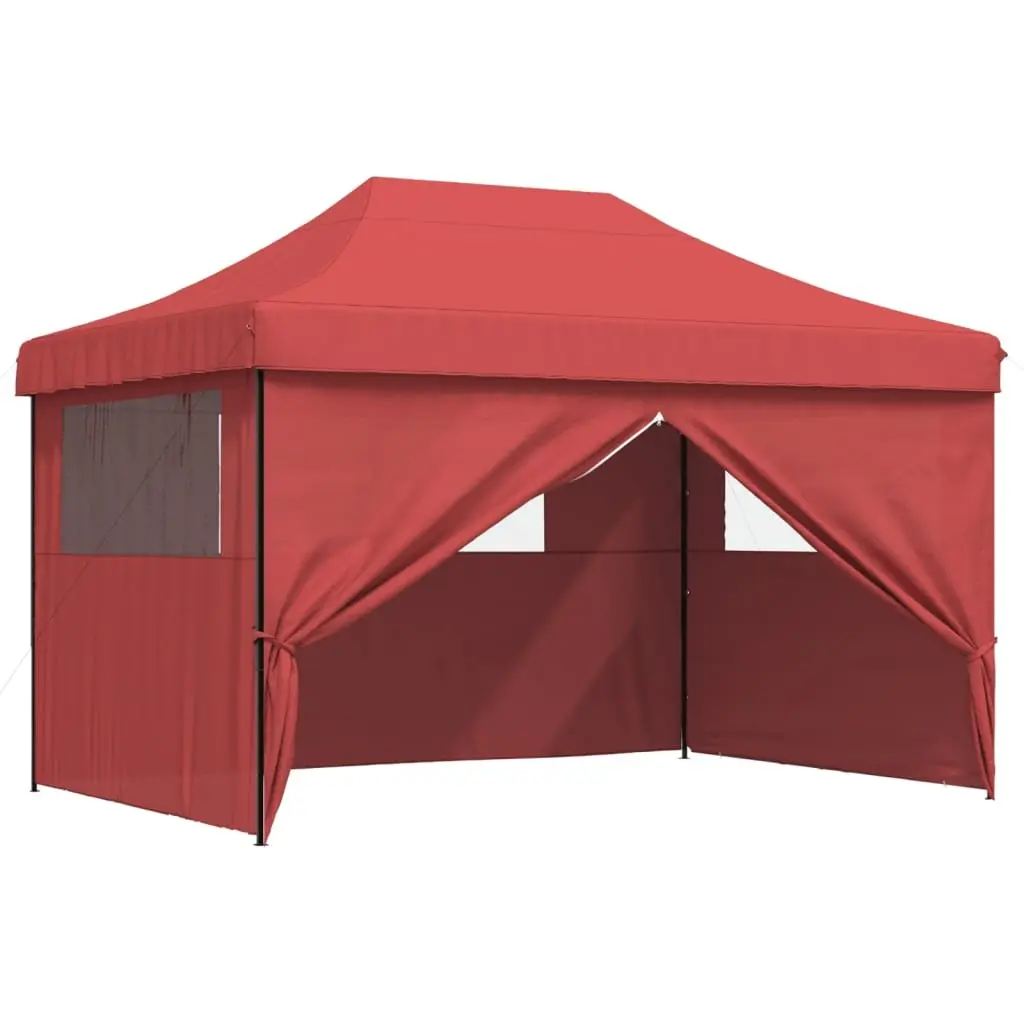 Pop-Up Party Tent Foldable Red with 4 Sidewalls and Zipped Entrance Outdoor Event Gazebo