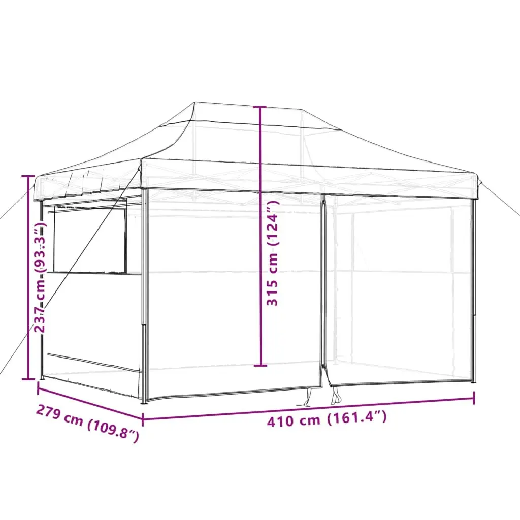Pop-Up Party Tent Foldable Red with 4 Sidewalls and Zipped Entrance Outdoor Event Gazebo