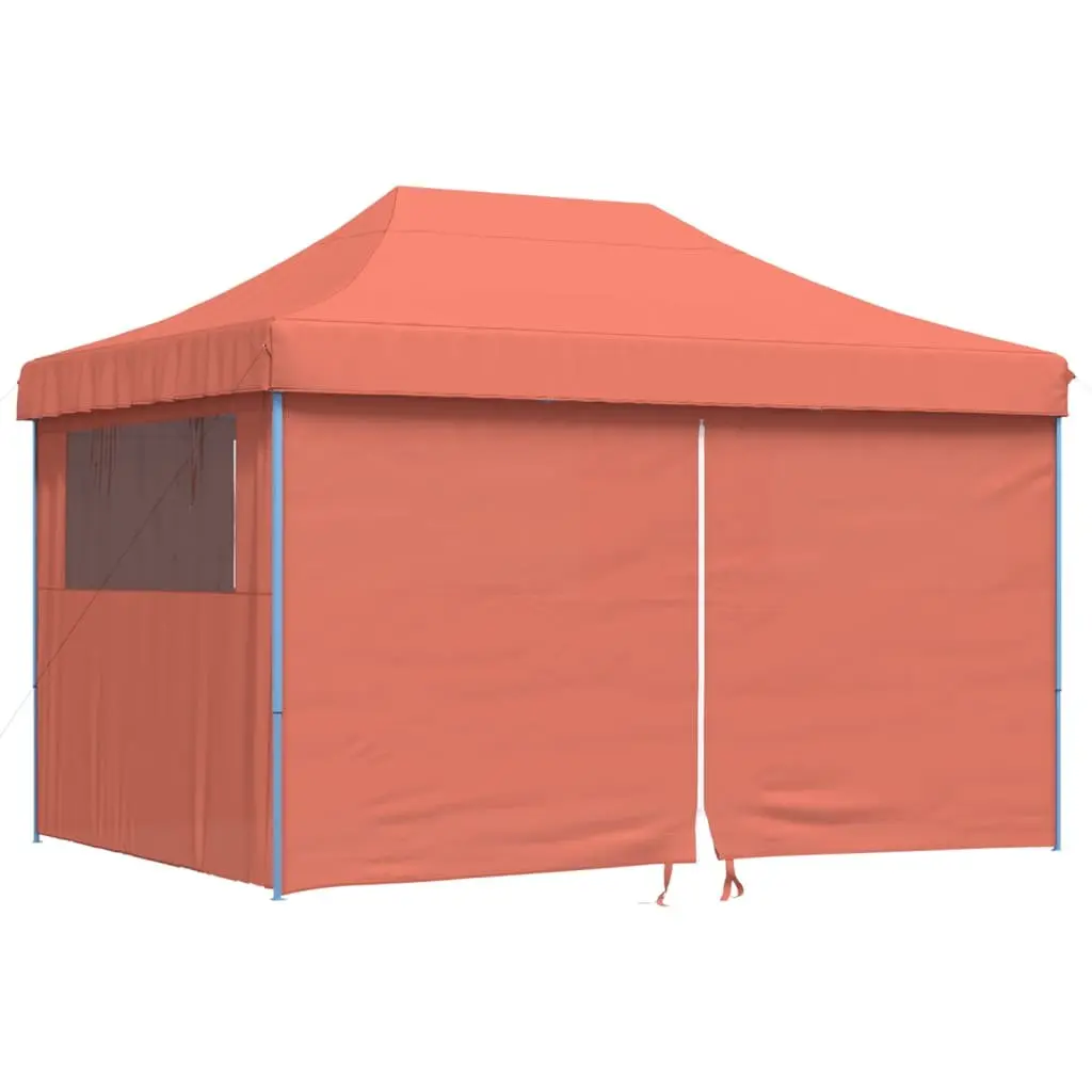 Outdoor Party Tent Orange Foldable Pop-Up Gazebo with 4 Sidewalls and Clear Windows