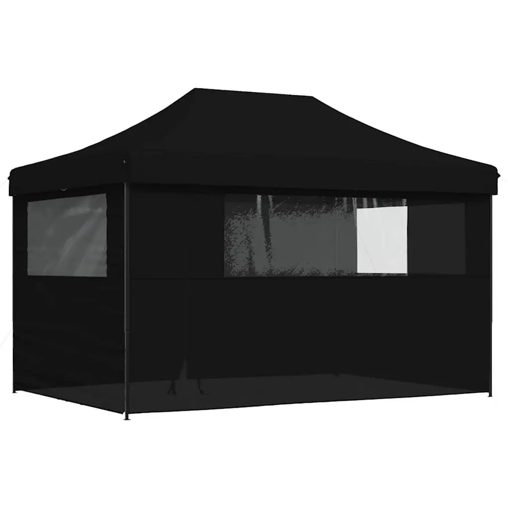 Foldable Pop-Up Party Tent with 4 Sidewalls Black