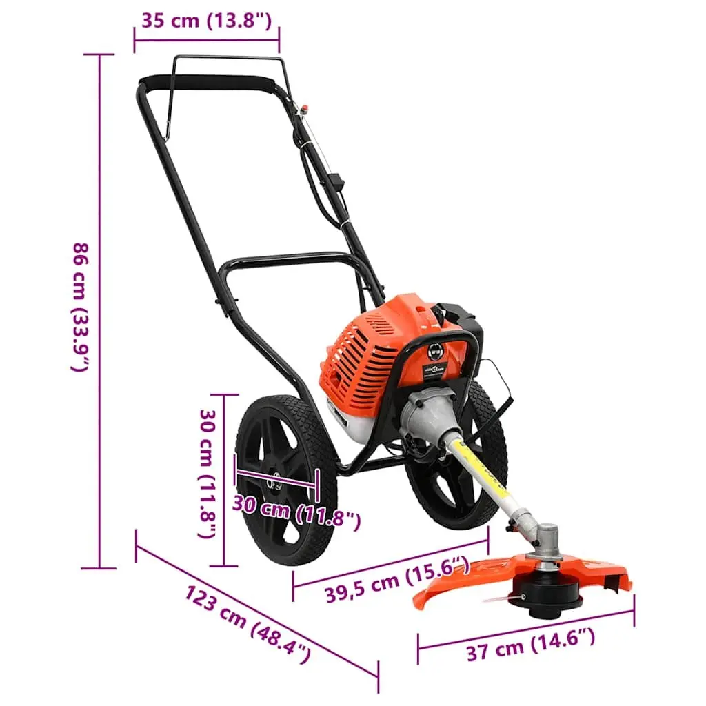 Brush Cutter with Wheels 52cc Engine Garden Tool