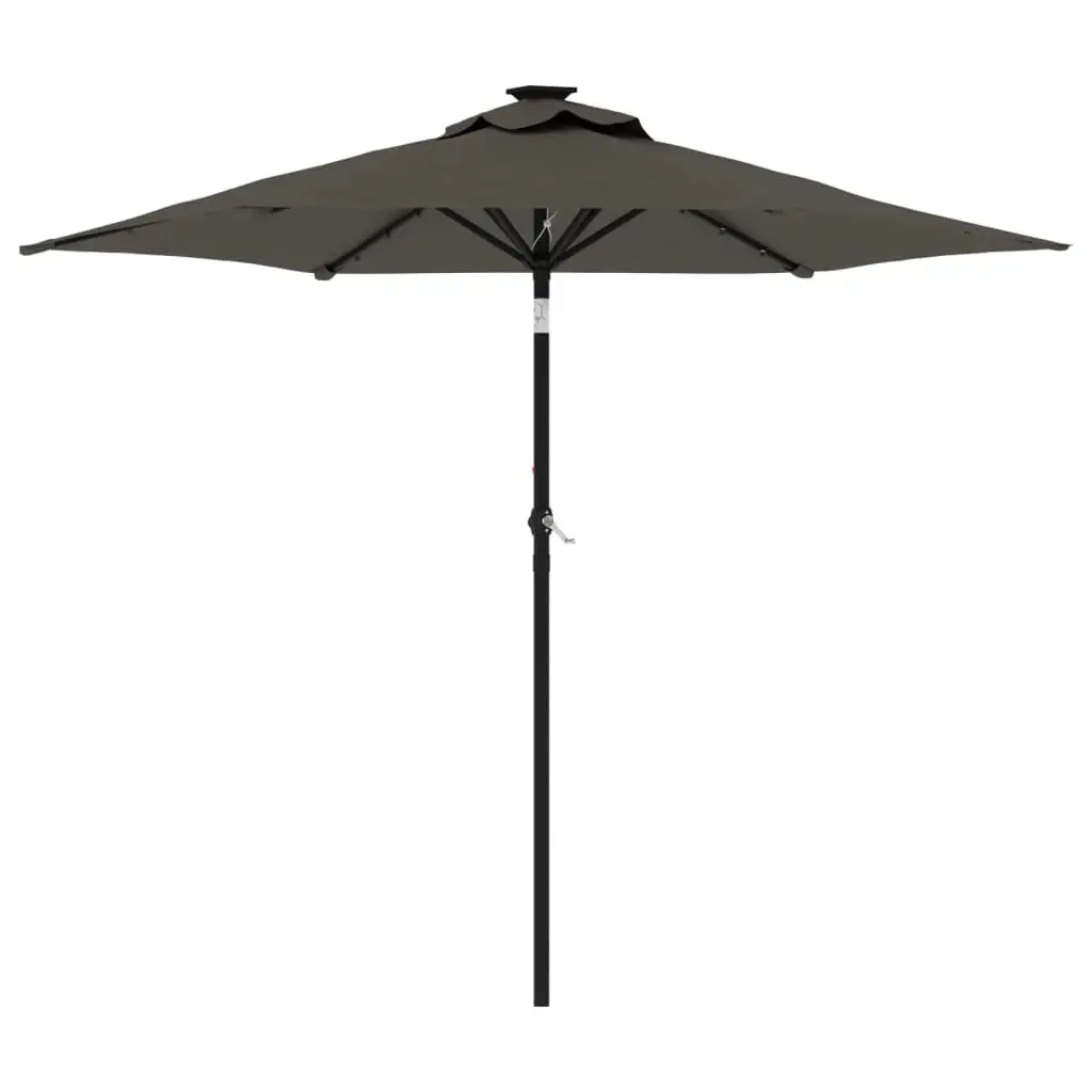 Garden Parasol with LED Lights Steel Pole Anthracite 225x225x212cm
