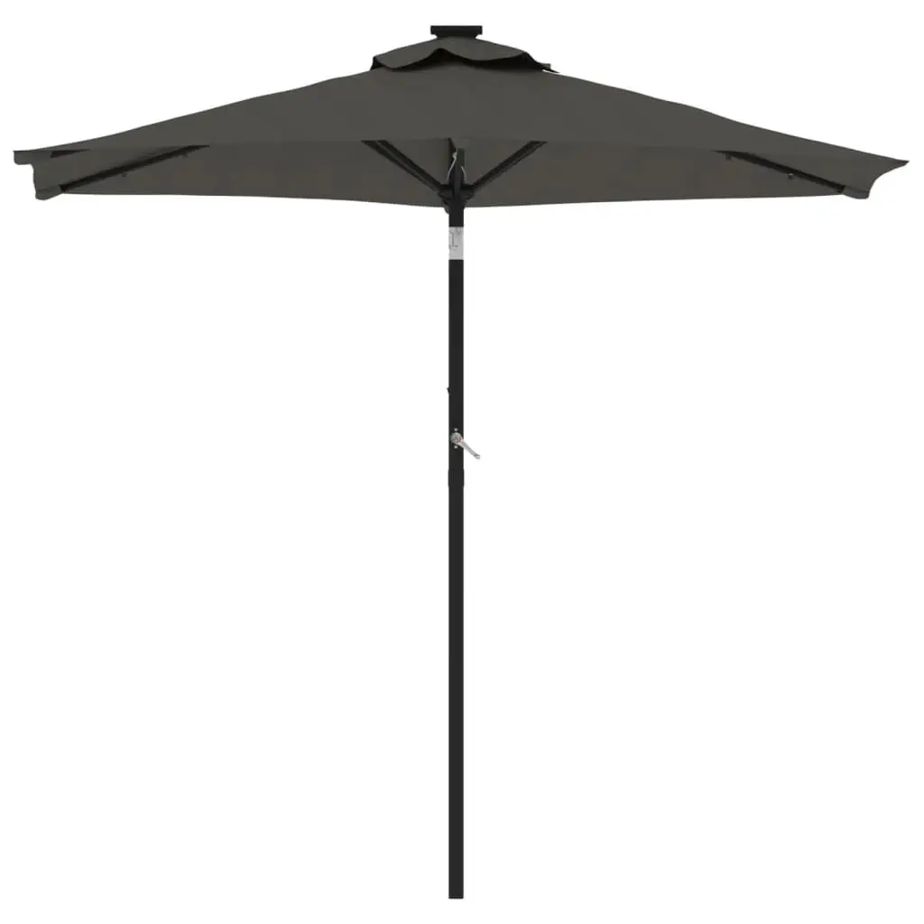 Garden Parasol with LED Lights Steel Pole Anthracite 225x225x212cm