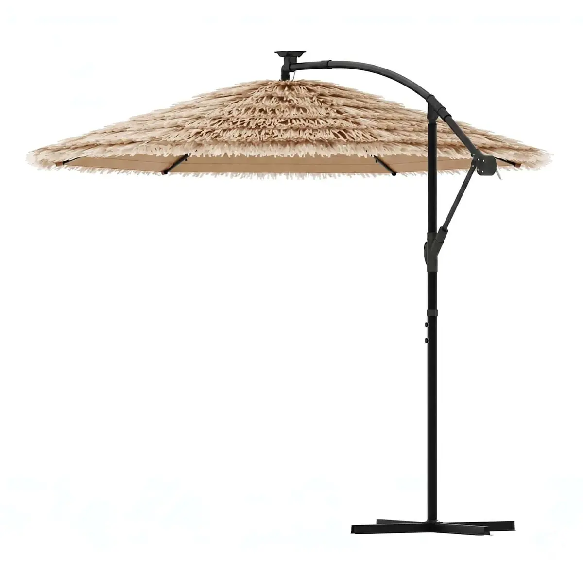 Garden Parasol with LED Lights Steel Pole Brown 246x246x230cm