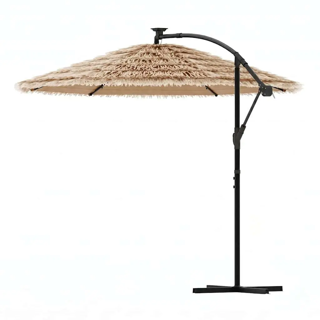 Garden Parasol with LED Lights Steel Pole 290cm