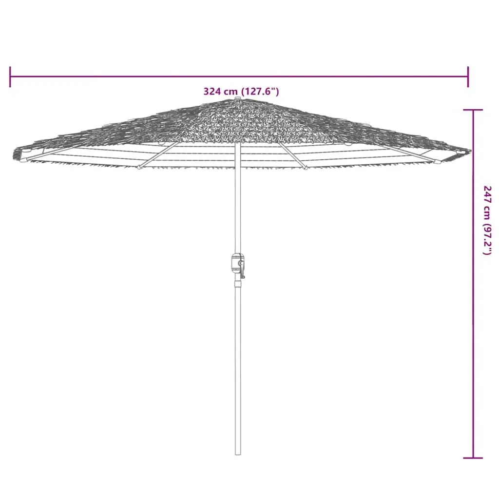 Garden Parasol Crank Brown 324x324x247cm Steel Pole