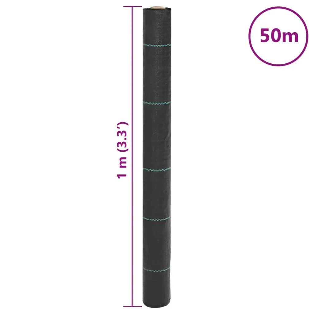 Weed Control Membrane Black Landscape Fabric 1x50m Garden Suppression Mat Roll