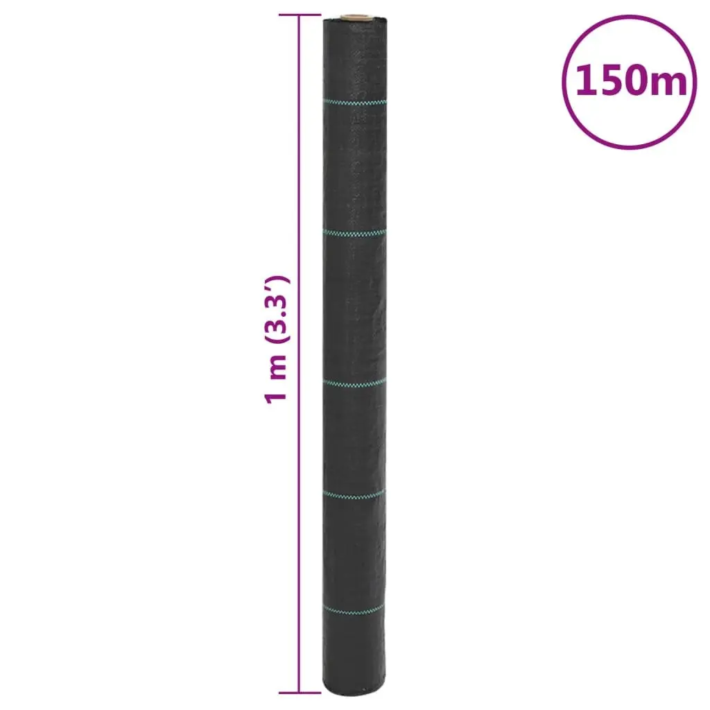 Weed Membrane Black UV Stabilised Polypropylene 1x150 m Landscape Fabric Garden Weed Control Mat