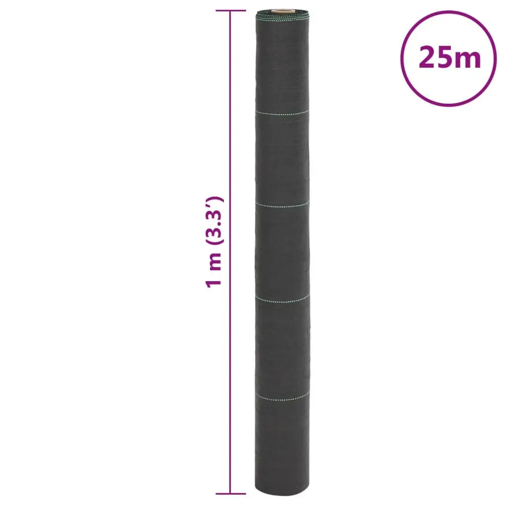 Weed Membrane UV Stabilised Polypropylene 1x25m Black Landscape Fabric Garden Weed Control Mat Roll