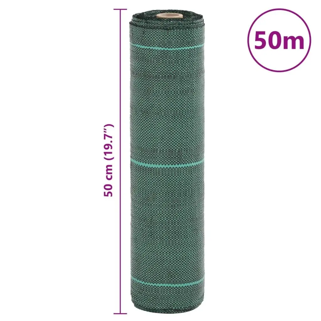 Weed Suppression Fabric Green Polypropylene 0.5m x 50m Durable Membrane for Garden Landscaping