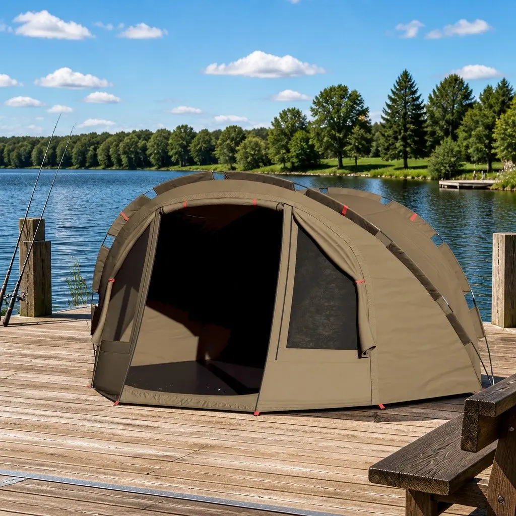 Fishing Tent 2-Person Waterproof Olive Green Camping Shelter UV Protection