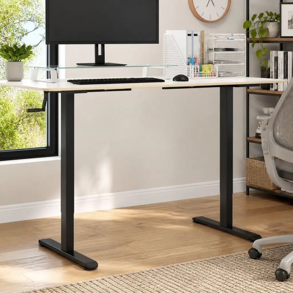 Standing Desk Frame Adjustable Height Black Steel Office Workstation Riser