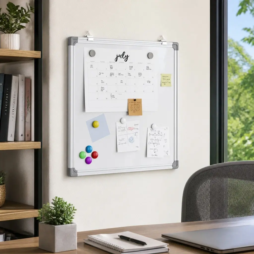 Magnetic Whiteboard Lacquer Coated Wall Mountable 40 cm x 40 cm Office Home Memo Display Board
