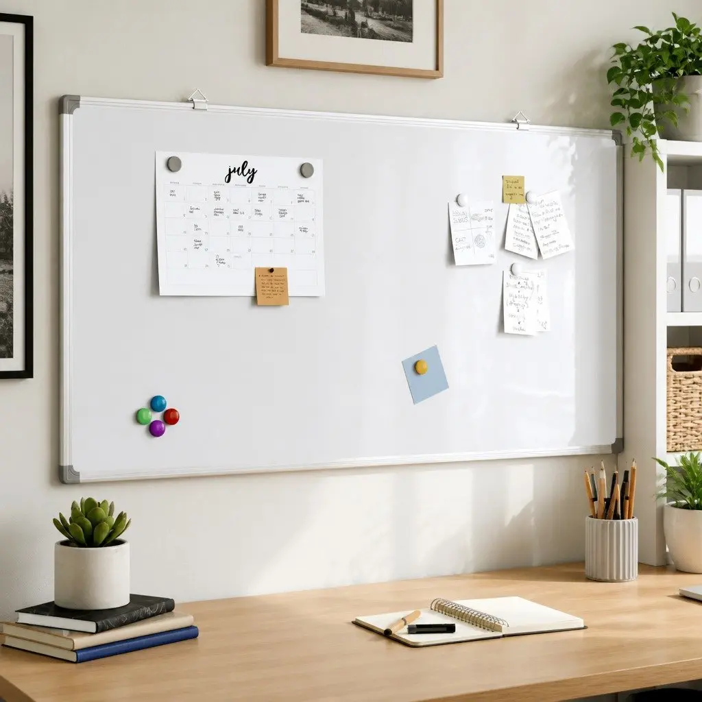 Magnetic Whiteboard Lacquer-Coated 100x50cm Wall Mount Office Home School Presentation Display