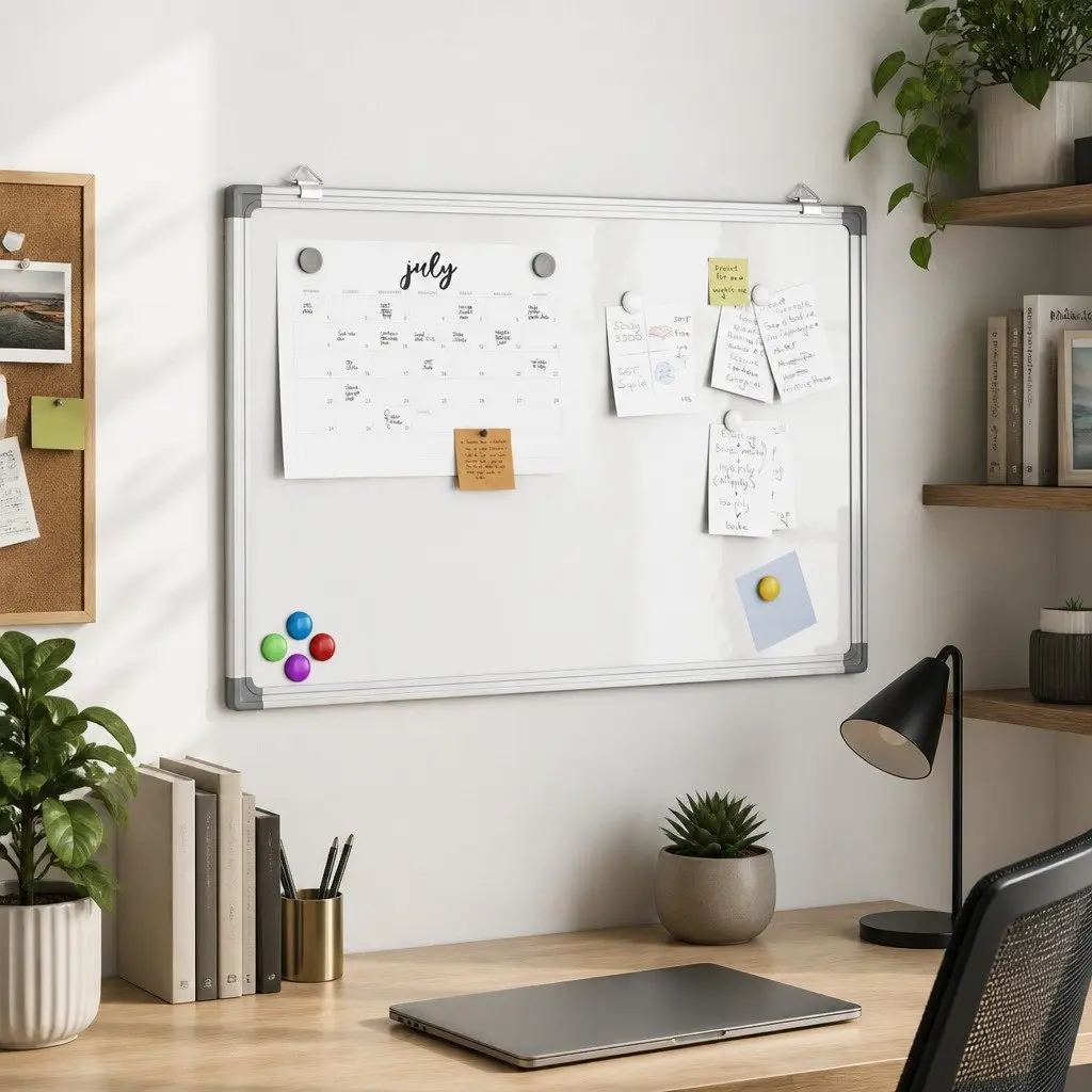 Magnetic Whiteboard Lacquer-Coated Surface 80x60cm Wall Mount Display Board