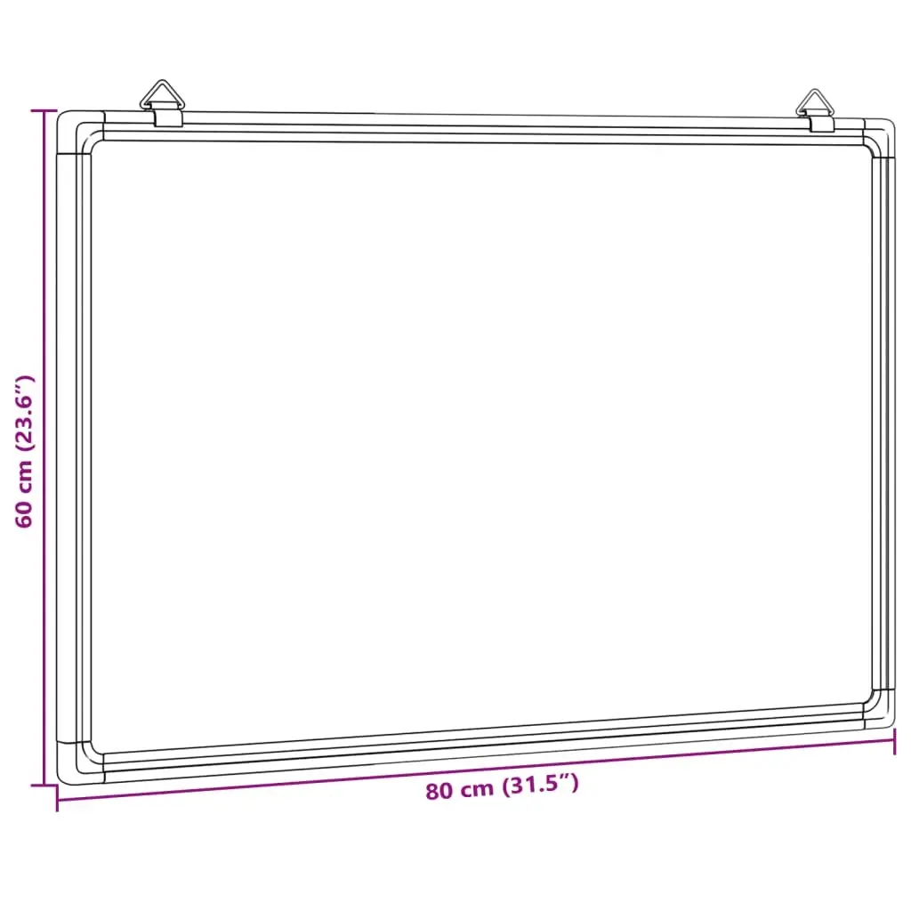 Magnetic Whiteboard Lacquer-Coated Surface 80x60cm Wall Mount Display Board