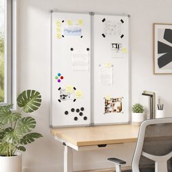 Magnetic Whiteboard Foldable Two Panel Display Board Home Office Presentation