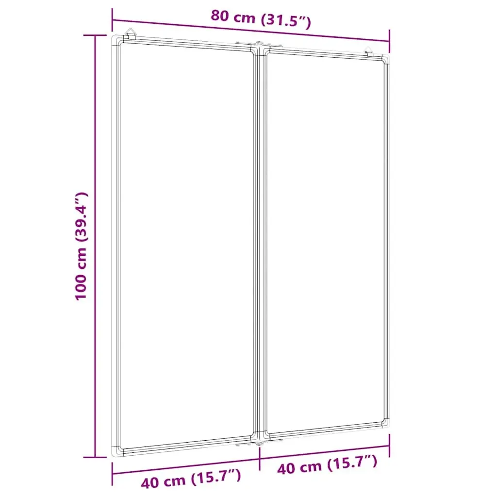 Magnetic Whiteboard Foldable Two Panel Display Board 80 x 100 cm