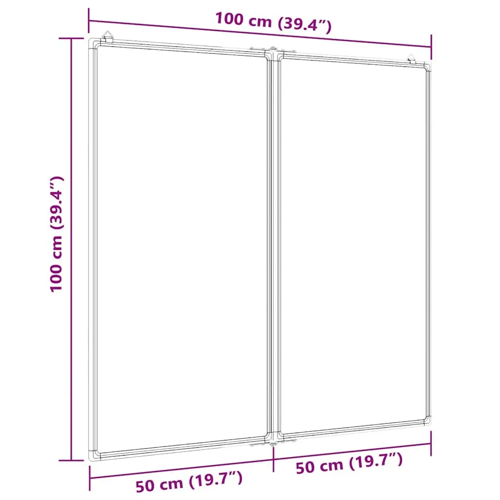 Magnetic Foldable Whiteboard Smooth Lacquer-Coated Surface 100x100 cm