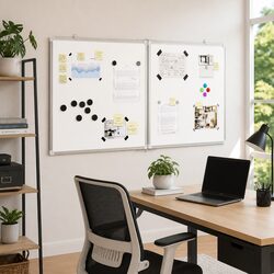 Magnetic Whiteboard Foldable Two Panel Display Board Lacquer Coated Surface